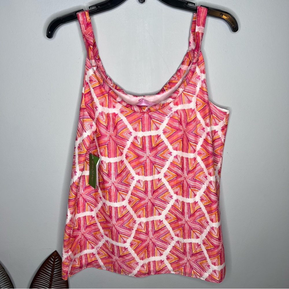 NWT $188 LILLY PUITZER BETTINA TOP PRINTED LAWN M19‎